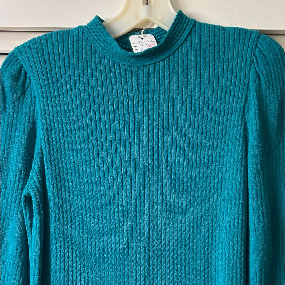 Vintage 90s Keith Adams sz6 Teal LS Dress.Estate item.$$$ on another site - Picture 8 of 15